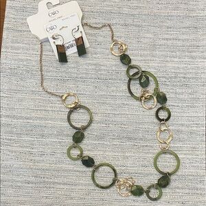 Cato Olive Green and Gold Circle Necklace Set